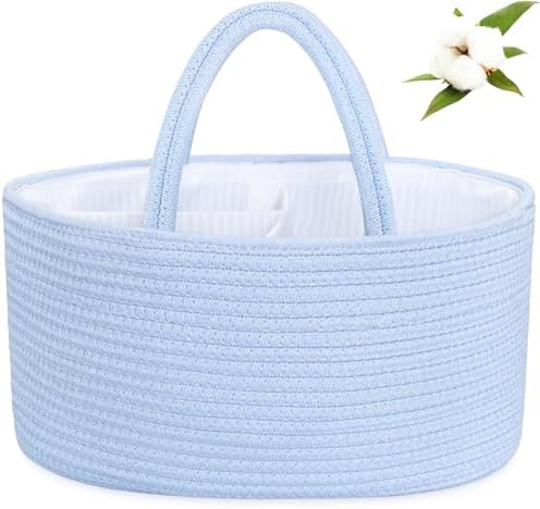 ABenkle Diaper Caddy Organizer, Boho Rustic Cotton Rope Nursery Baby Basket by ABenkle