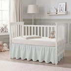 Mindsoft Green Scallop Edge Cotton Crib Skirt Ticking Strip Farmhouse Chic - Image 6