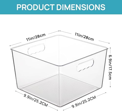 Vtopmart 4 Pack Extra Large Clear Storage Bins, 11x11 Cube Organizer - Image 2