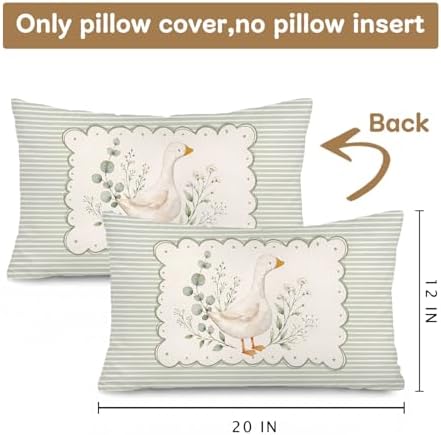 Sage Green Goose Nursery Decor Throw Pillow Cover 12x20 Pillowcases - Image 3