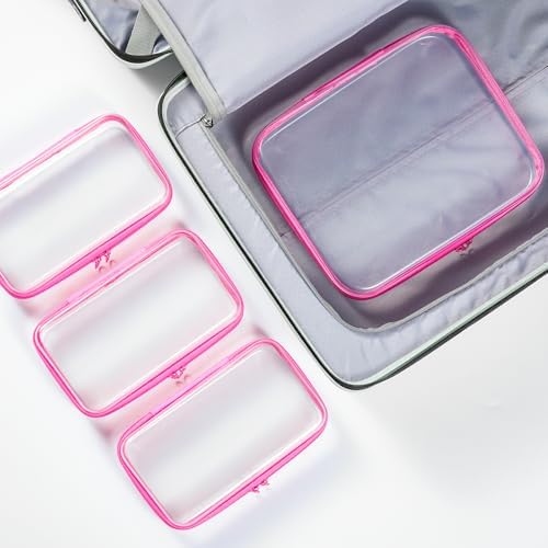 4 pcs Clear Zipper Pouches, Hard Shell Zipper Case, Makeup Organizer - Image 4