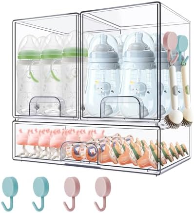 Baby Bottle Organizer with Hooks by Zebrater