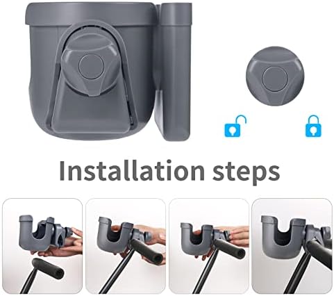 Suranew Cup Holder with Phone for Walker Wheelchair Stroller Gray - Image 5
