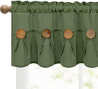 FRAMICS Farmhouse Valance Curtains, Boho Cotton Linen Kitchen Valance, Olive - Image 6