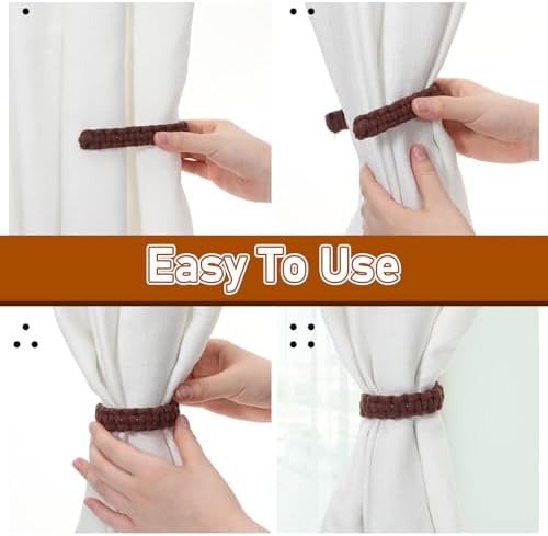 Ptwola 4 Pack Braided Curtain Tiebacks Boho Elegant Rustic Curtain Holdbacks - Image 4