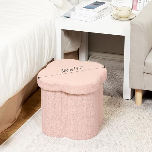 B FSOBEIIALEO Storage Ottoman Cube, Flowers Shaped Ottomans - Image 4