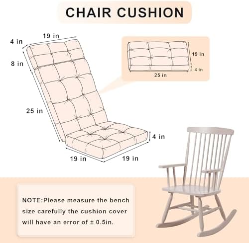 Rocking Chair Cushions Indoor High Back Set - Image 5
