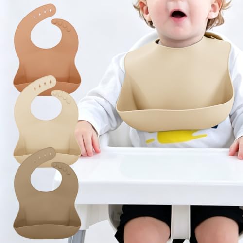 Set of 3 Silicone Bibs for Babies Toddler, Soft Adjustable Bibs for Baby Girl by Unknown
