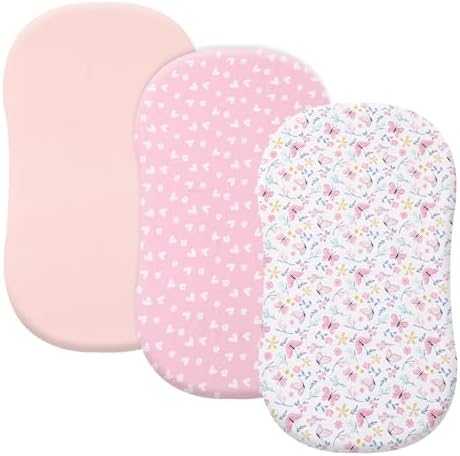 PHF 3 Pack Soft Bassinet Sheets, Butterfly Breathable Comfy Cradle Sheets by PHF