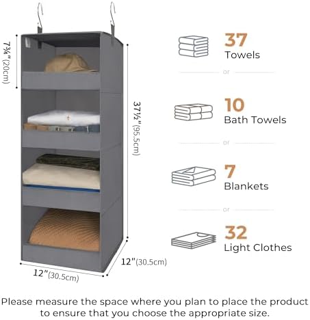 GRANNY SAYS 4-Shelf Hanging Closet Organizer, Foldable Storage - Image 3