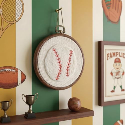 Chunful Felted Baseball Nursery Wall Decor Cute Wall Art - Image 3