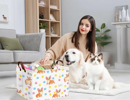 Medium Dog Toy Storage Basket Collapsible Pet Bin Box - Image 6