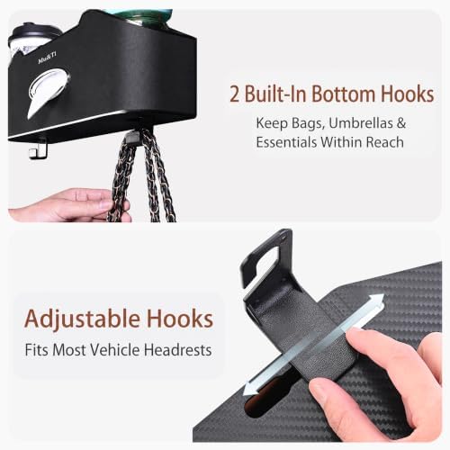 Back Seat Car Organizer with Cup Holders Tissue Box, Phone Stand and Hooks - Image 6