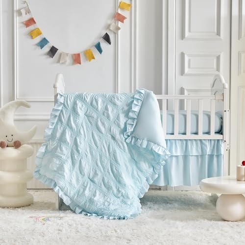 Ruffled Crib Bedding Set Baby Boho Quilted Comforter - Image 3