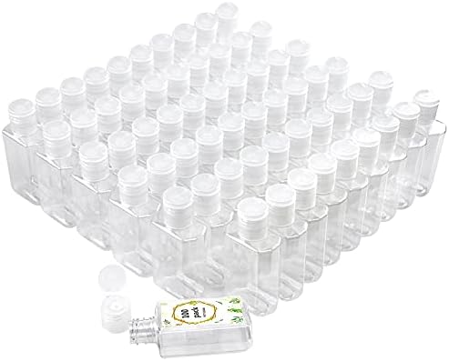 FOOCHY 2oz Empty Hand Sanitizer Travel Size Bottles, Refillable Clear Plastic by FOOCHY