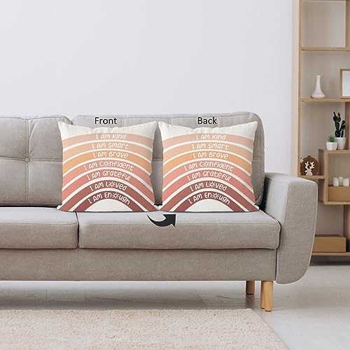 QIYUHOY Orange Kids Rainbow Classroom Throw Pillow Covers, 18x18 Inch - Image 6
