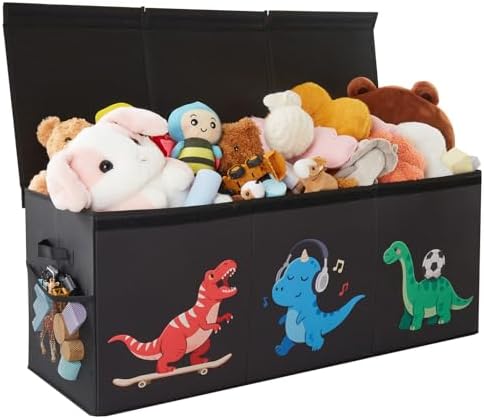 Extra Large Toy Box with Lid, Dinosaur Collapsible Toy Storage by Uniency