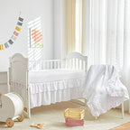 Mini Crib Bedding Set 3 Pieces Baby Boho Quilted Tufted Ruffles Comforter - Image 3