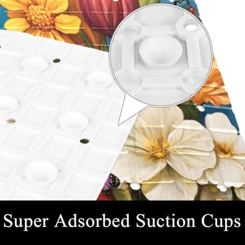 Shower Mat Non Slip 26.8 x 15.1 Inches, Gnome Tulips Flowers Bathtub Mat Shower - Image 3
