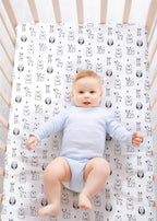 4 Pack Woodland Forest Animals Wood Neutral Unisex Fitted Baby Crib Sheets Set - Image 2