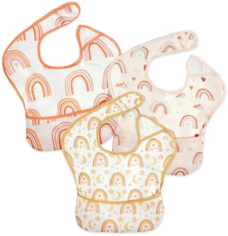 3-Pack Mess Proof Baby Bibs for Eating, Lightweight by CoolaPeach