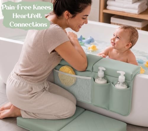 2inch Extra Thick Baby Bath Kneeler and Elbow Rest Pad Set + Hooded Towel - Image 3
