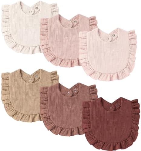 MairMore Muslin Baby Bibs, Ruffle Edge Drool Bibs by MairMore