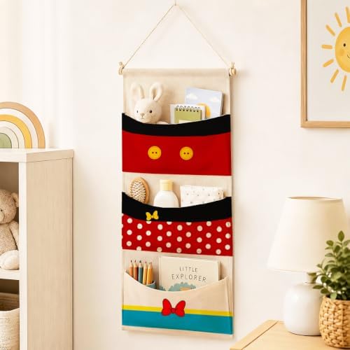 Cute 3-Pocket Hanging Wall Organizer, Polka Dot Over Door Storage Pockets - Image 2