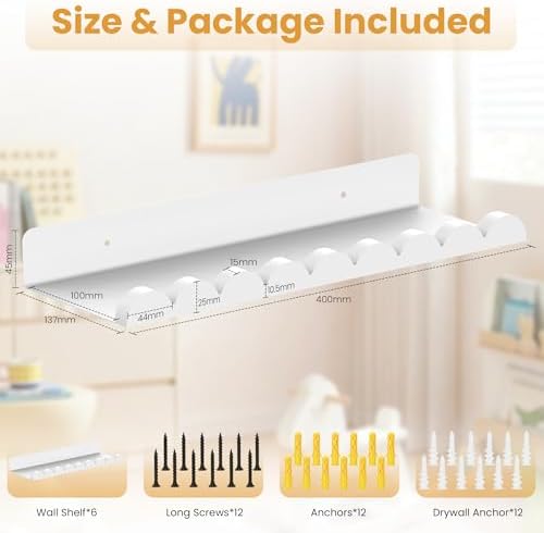 6-Pack Nursery Book Shelves, Scalloped Floating Shelves - Image 6