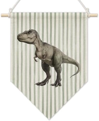 KYTWSFWS Dinosaur Nursery Wall Art Pennant Flag, Boys Room Wall Decor, Sage by Unknown