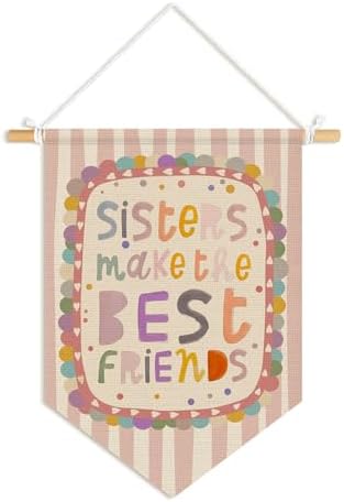 Girls Room Wall Art Decor, Sisters Make the Best Friends Banners by Unknown