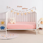 NTBAY Crib Muslin Fitted Sheets, 2 Pack, 28 x 52, Coral Pink - Image 2