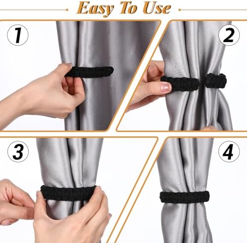 Ptwola 2 Pack Braided Curtain Tiebacks Boho Elegant Rustic Curtain Holdbacks - Image 3
