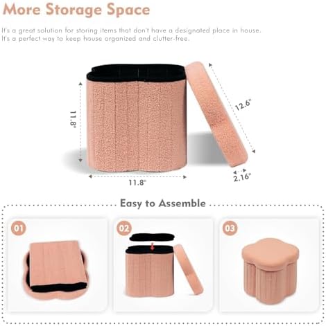 B FSOBEIIALEO Storage Ottoman Cube, Flowers Shaped Ottomans - Image 3