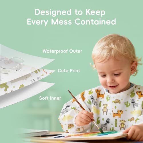 KIIS Disposable Baby Bibs, Waterproof Smock Bibs, Full Coverage - Image 2