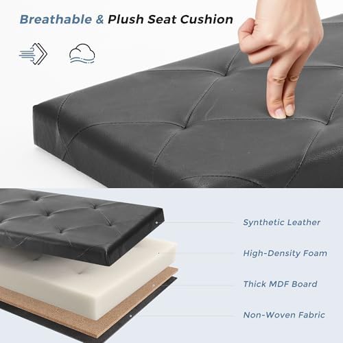 DUMOS 30 Inch Folding Storage Ottoman Bench, Hidden Ottoman - Image 4
