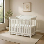 EVERYDAY KIDS White Pleated Crib Skirt; 100% Natural Cotton Nursery Crib - Image 2