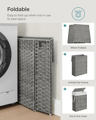 SONGMICS Laundry Hamper with Lid, 14.5 Gal Synthetic Rattan - Image 6
