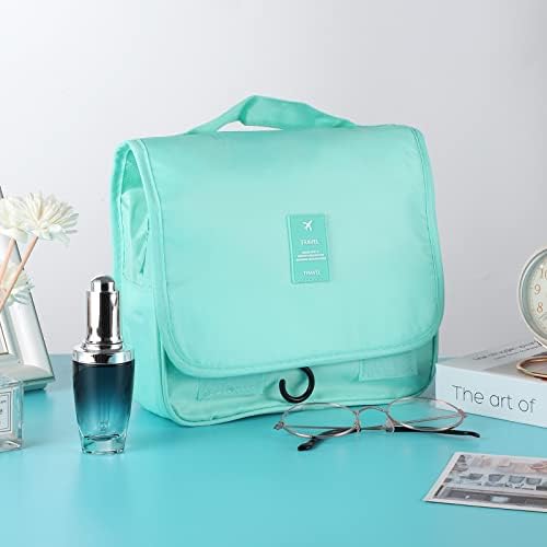 Hanging Toiletry Bag for Women, Portable Mint Green Travel Summer Beach Bag - Image 7