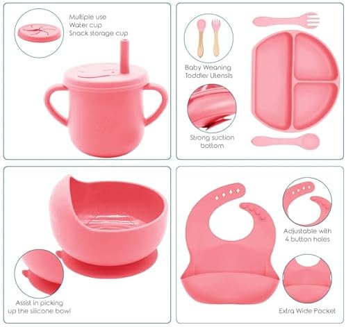 100% Silicone baby feeding set, BPA free Baby dishes set - Image 4