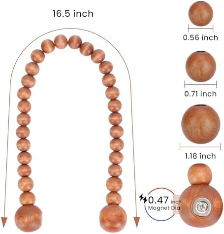 KLOGTSIND Magnetic Curtain Tiebacks, 6 Pack Wood Bead Curtain Holdbacks - Image 3