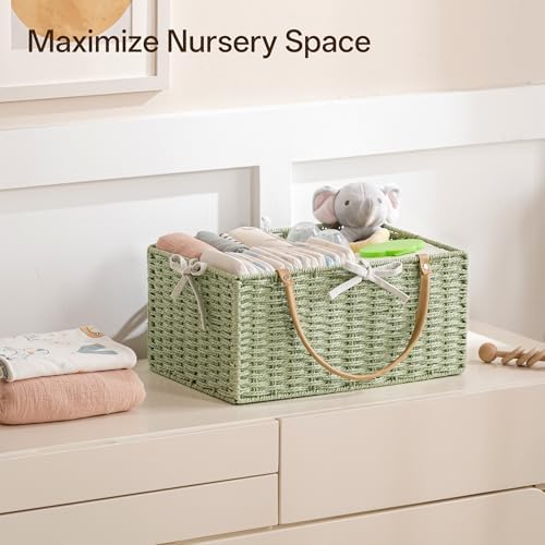 Angelhood Large Baby Diaper Caddy Organizer, Paper Rope Storage Baskets - Image 5