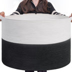 INDRESSME XXXLarge Woven Rope Blanket Basket Living Room White Black by INDRESSME