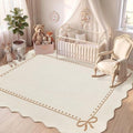 Garvee Scalloped Bow Rug Beige Washable Solid 3x5 Area Rugs by Garvee
