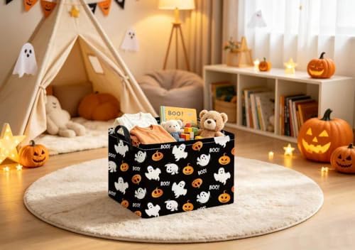 Halloween Basket Cute Baskets for Kids Pumpkin Basket Rectangular Storage Bin - Image 3
