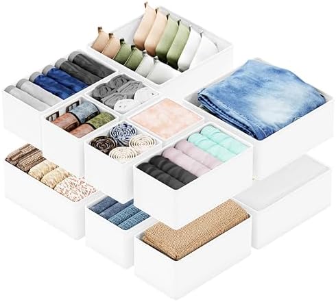 SpaceAid Drawer Organizer Clothes, 12 Pack Dresser Organizer Bins by SpaceAid