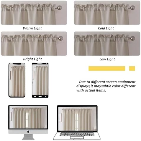 Chyhomenyc Moon Beige Valance for Windows, Light Filtering Faux Linen Solid - Image 6