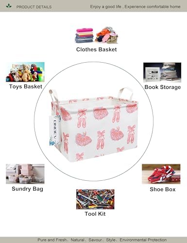 Rectangular Pink Ballerina Storage Bin, Closet Organizer Basket - Image 3