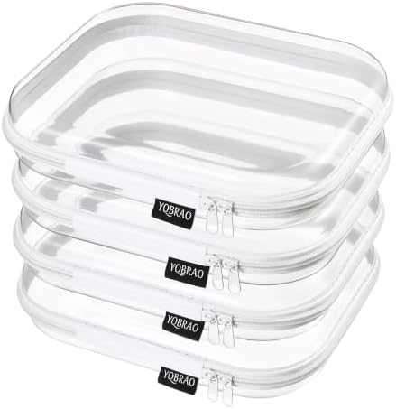 YQBRAO Clear Hard Shell Zipper Cases, 4 Medium Makeup Organizers by Unknown