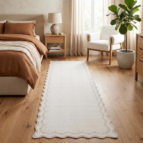 GarveeHome 2.5x8 Scalloped Washable Runner Rug Non Slip Hallway Kitchen Rug by GarveeHome